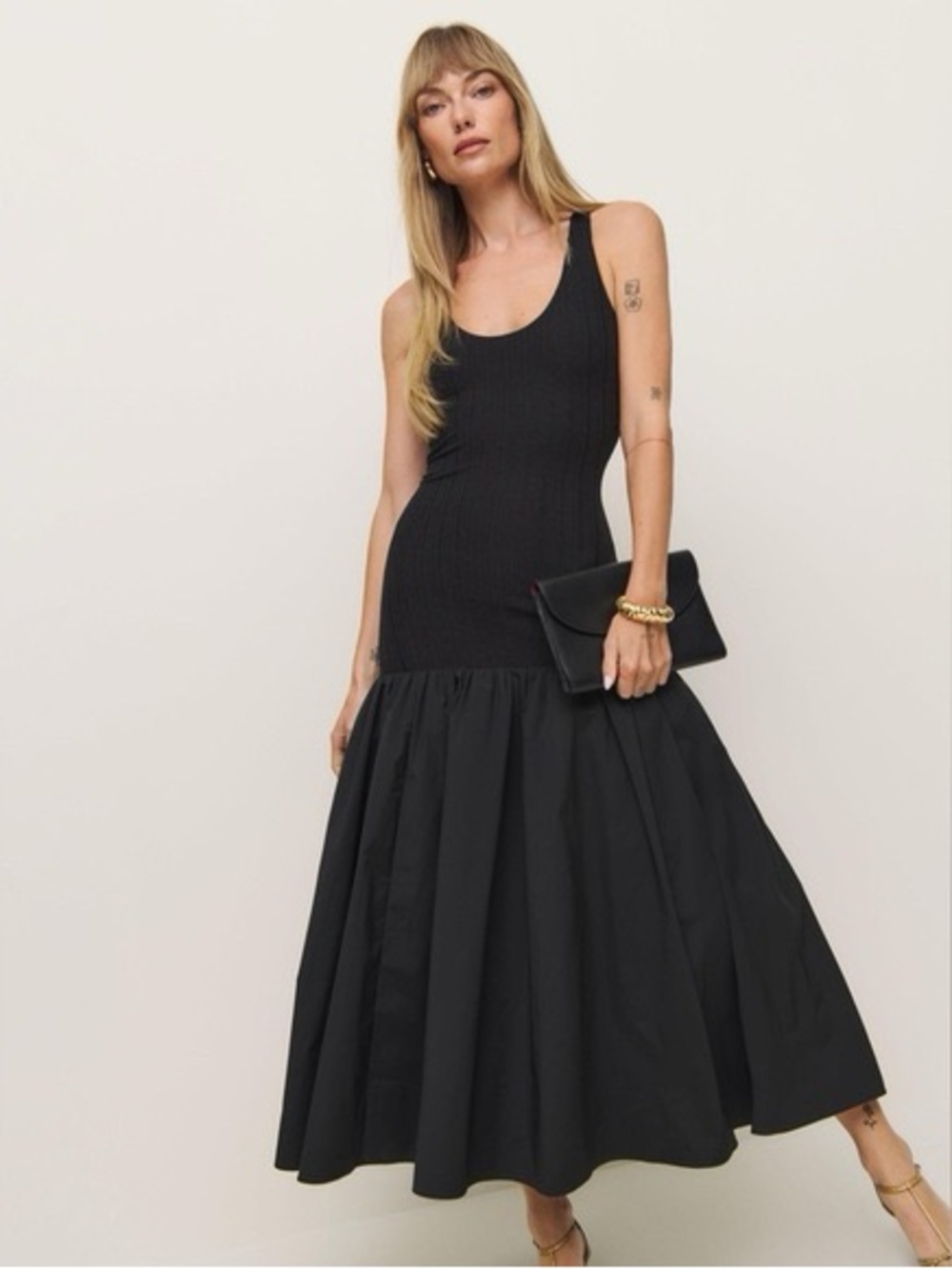 Reformation Black Sleeveless Scoop-Neck Maxi Dress